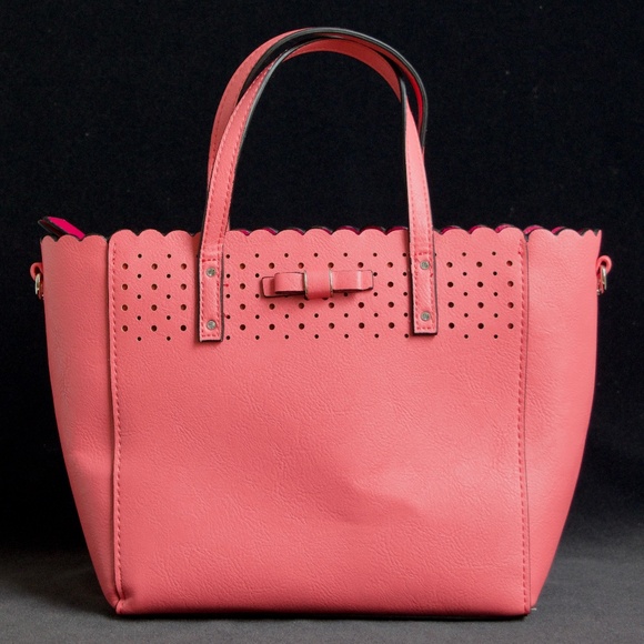Candie's Handbags - Coral Pink Faux Leather Small Tote Bag Candie’s by Fergie